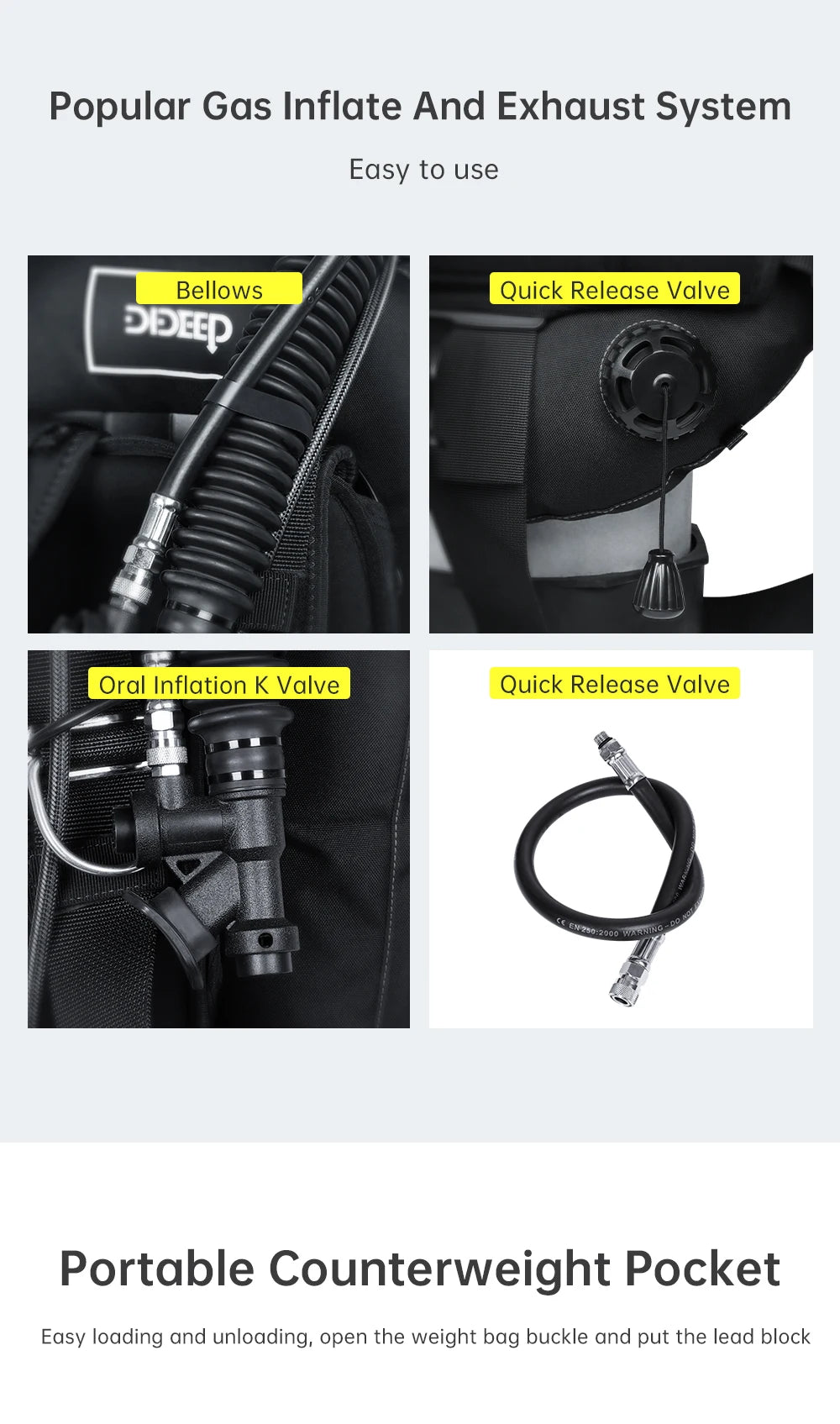 DIDEEP Buoyancy Control Device Donut Design Scuba Diving BCD Equipment High-strength Nylon Professional Diving Safety Gear