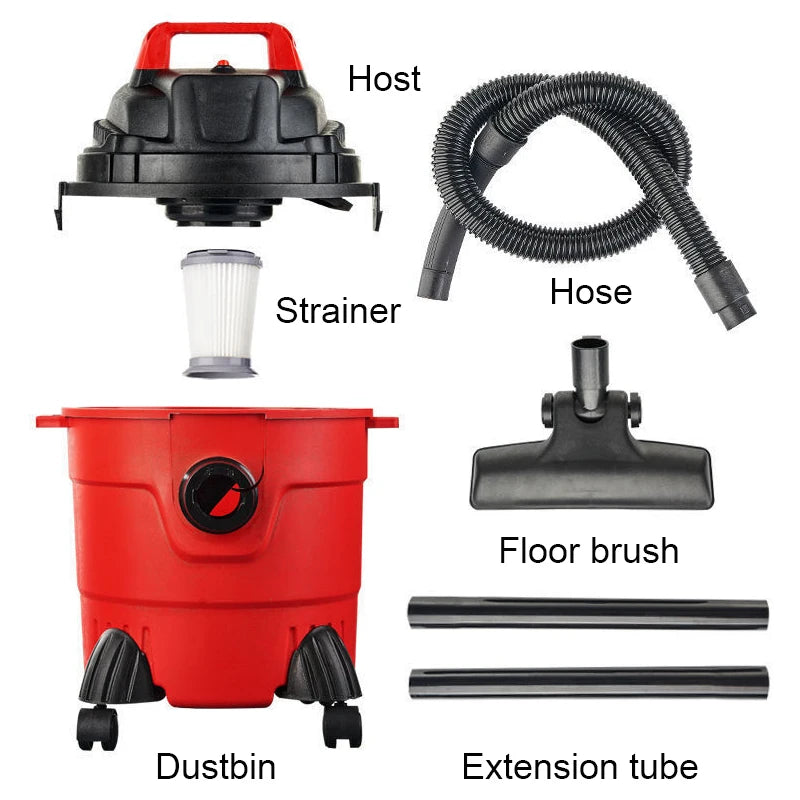 JIQI Multifunction Vacuum Cleaner Handheld Aspirator Dust Collector Powerful Suction Bucket Type Wet Dry Cleaning Machine Brush