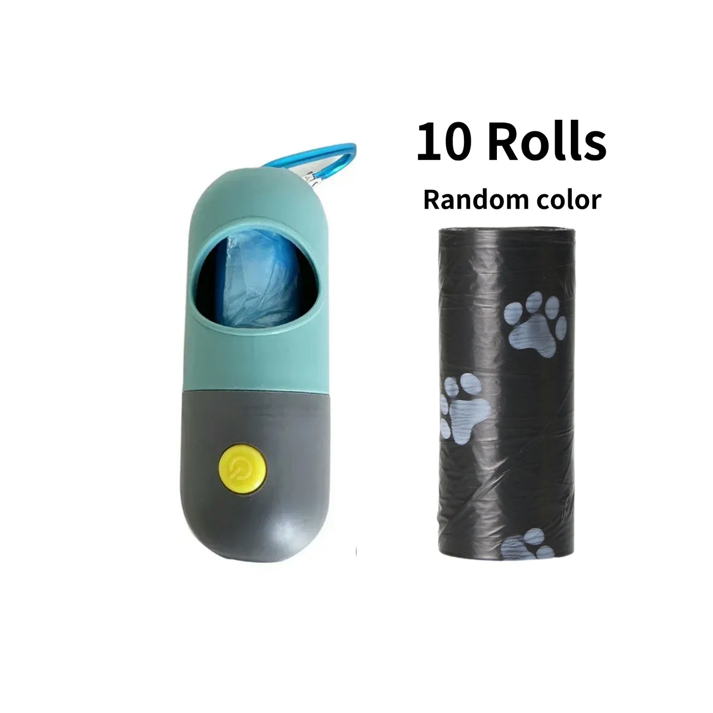 LED Lighted Dog Poop Bags Dispenser Portable with 10 Rolls Waste Bags Degradable for Outdoor Night Dog Walking Cat Cleaning