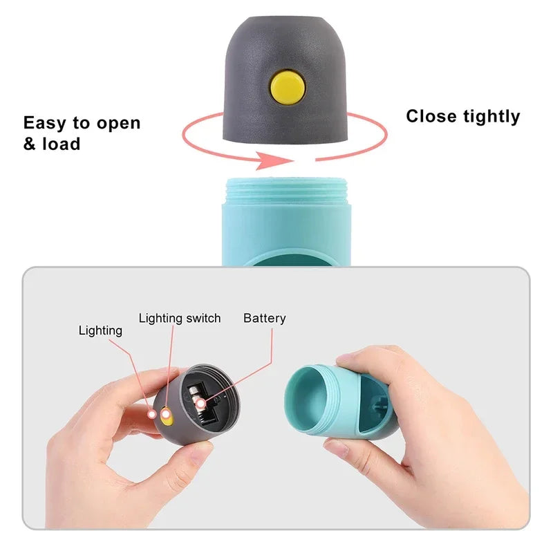 LED Lighted Dog Poop Bags Dispenser Portable with 10 Rolls Waste Bags Degradable for Outdoor Night Dog Walking Cat Cleaning