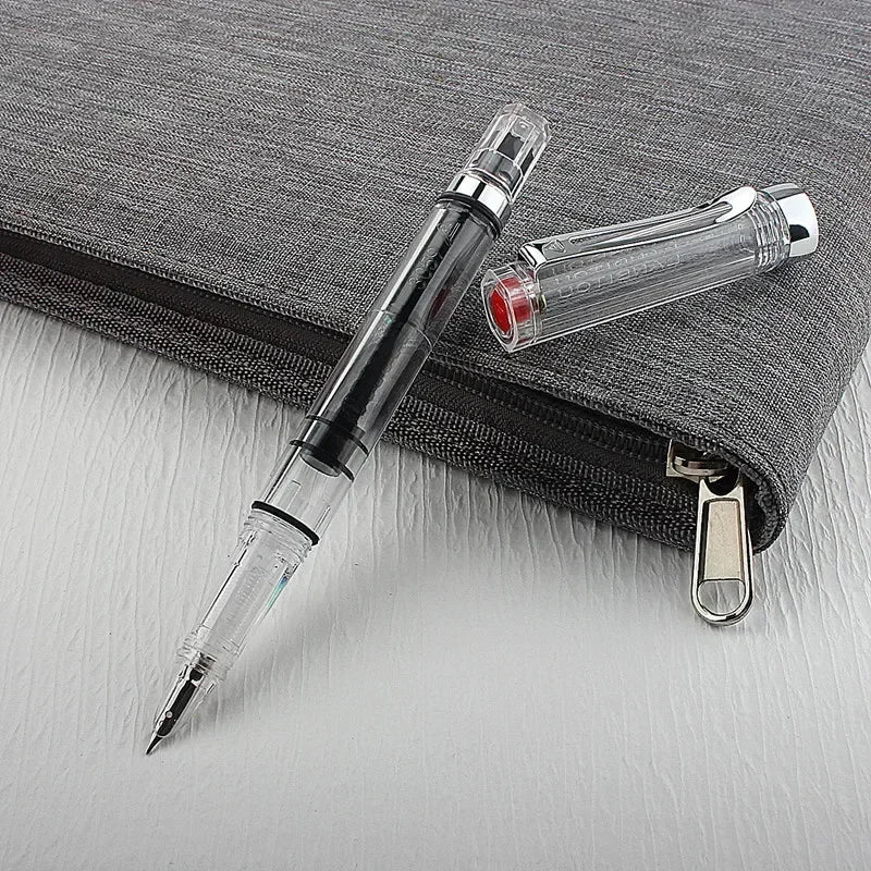 High Quality 3059 Piston Fountain Pen Resin Transparent Ink Pen EF/F Nib 0.38/0.5mm Fountain Pen Business Gif