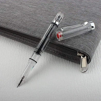 High Quality 3059 Piston Fountain Pen Resin Transparent Ink Pen EF/F Nib 0.38/0.5mm Fountain Pen Business Gif