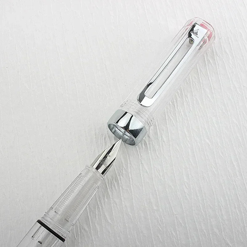 High Quality 3059 Piston Fountain Pen Resin Transparent Ink Pen EF/F Nib 0.38/0.5mm Fountain Pen Business Gif