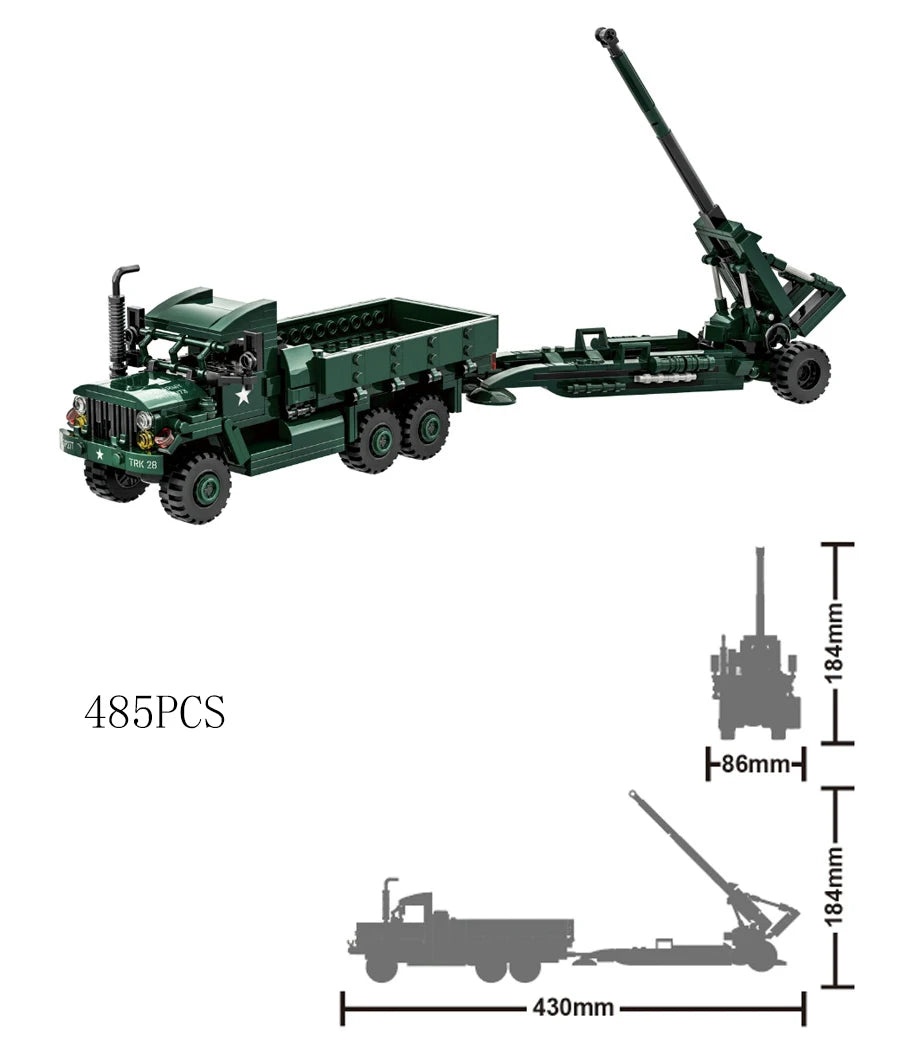 Military Vehicles Tank Sets SWAT Army City Police T34 Model Building Blocks DIY Brick Kids Toys Classic World War II WW2