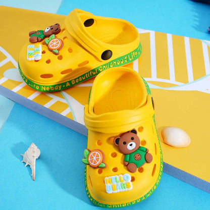 Summer Kids Slippers Cute Cartoon Hole Shoes Closed Toe Soft Sole Non Slip Indoor Baby Sandals Slippers For Boys Girls Toddlers