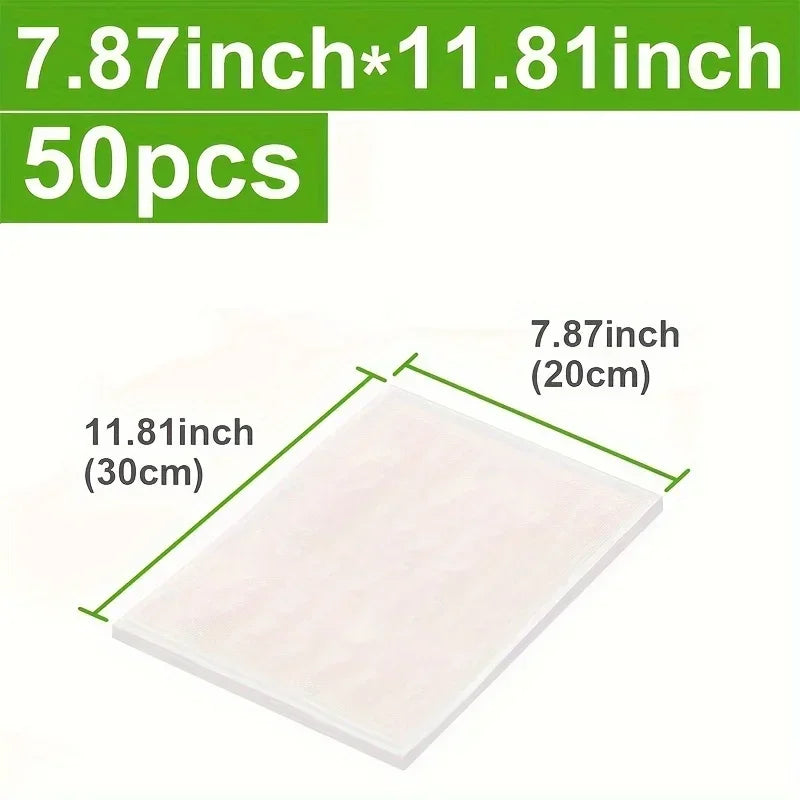 50PCS Net Pattern Vacuum Bag Food Bag Household Fresh-Keeping Bag Cooked Food Packaging Bag