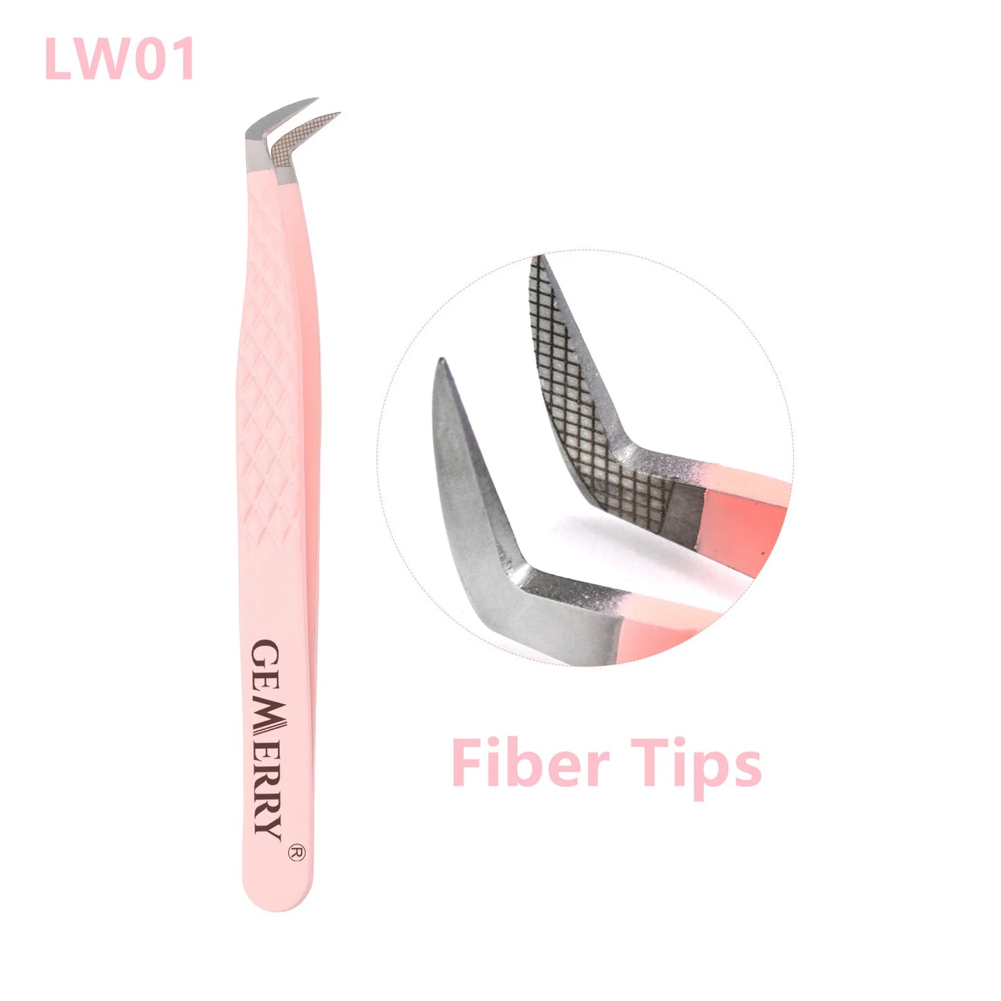 GEMERRY 1 Pcs Pink Gradient Angel Eyelash Tweezers Fiber Tips High Precision Professional Stainless Steel Tool
