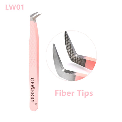 GEMERRY 1 Pcs Pink Gradient Angel Eyelash Tweezers Fiber Tips High Precision Professional Stainless Steel Tool