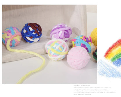 Interactive Cat Toy Balls with Bell And Wool Yarn - 1/3/5/10PCS Set for Indoor Self-Entertainment Chewable Pet Play Balls