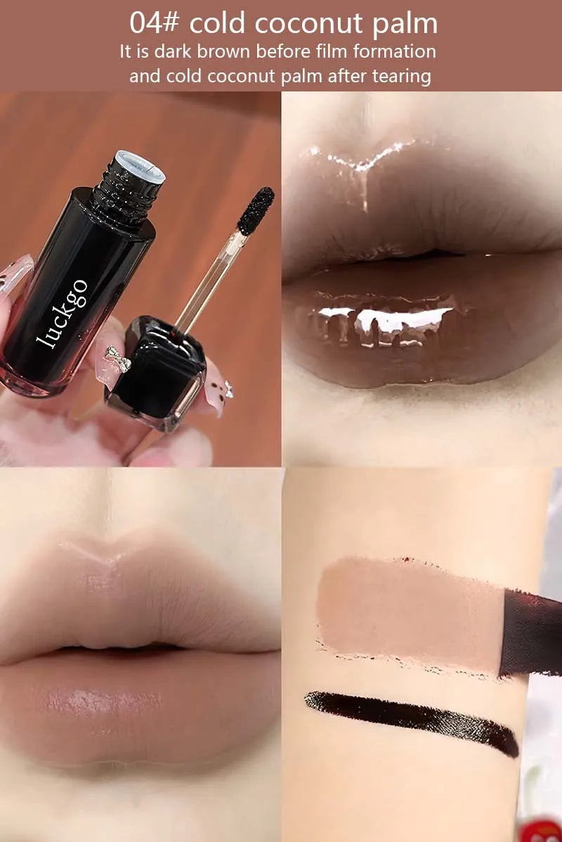 Chocolate Brown Peel Off Lip Stain Waterproof Makeup Matte Khaki Orange Liquid Lipstick Nude Black Tattoo Lips Tint Cosmetic