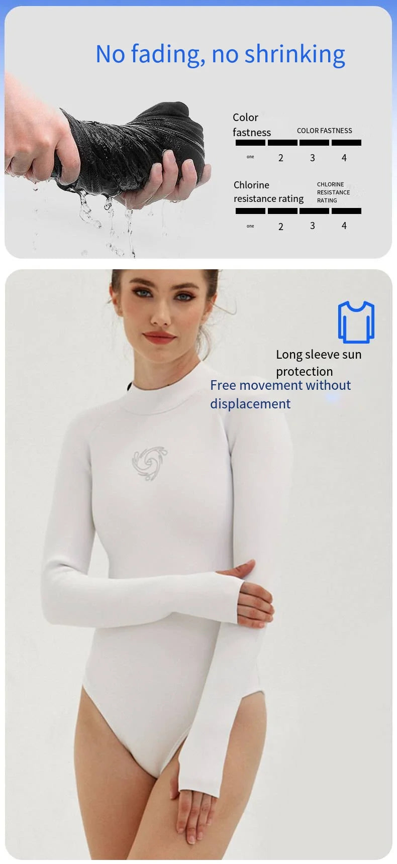 New CR Elastic Women 2.5mm Surfing Bikini Suit Keep Warm Swimwear One-piece Snorkeling Kayaking Scuba Dive White Wetsuit