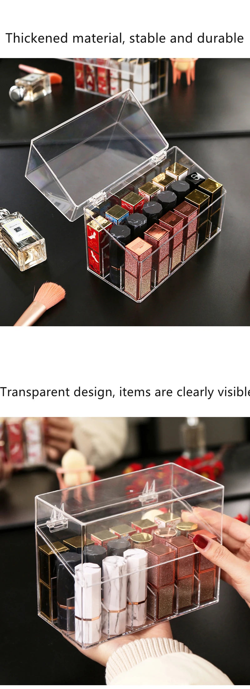 Multifunctio Makeup Lipstick Case Makeup Organizer Storage Box Lipstick Display Stand Holder Cosmetic Jewelry Organizer Box