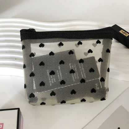 Makeup Bag Outdoor Personalized Transparent Nylon Mesh Cosmetic Bags Pouch Travel Organizer Zipper Beach Makeup Women's Purse