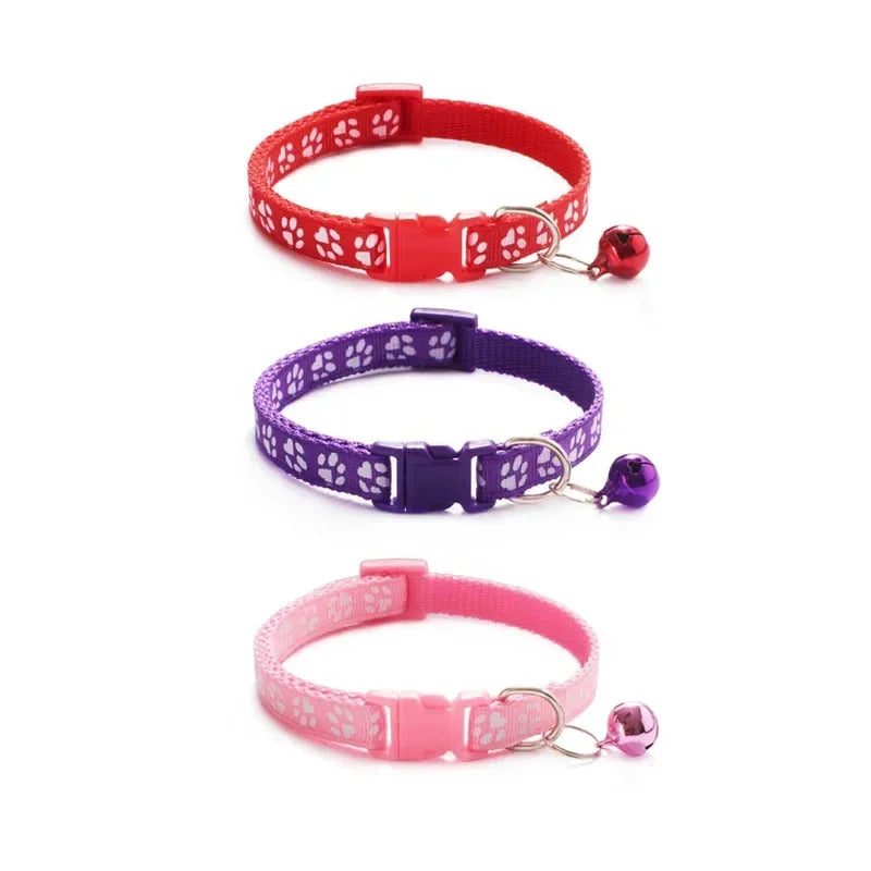 1/3/6/12/18Pcs Hot Pet Cat Bell Collar Dog Print Cat Collar Multi-Color Optional Necklace Ring Cat Rope Collar Pet Supplies