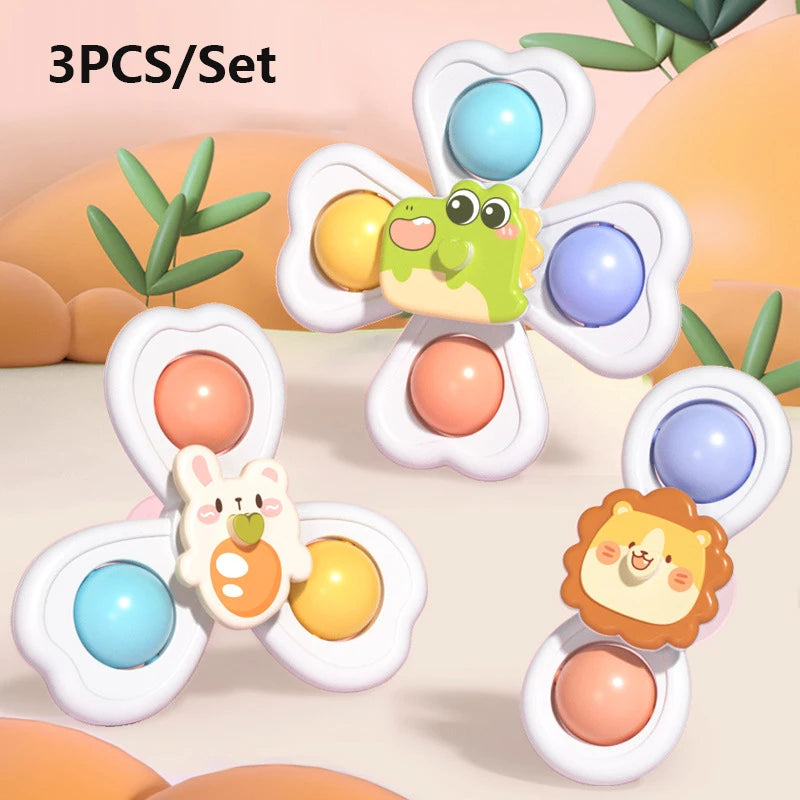 Catoon Bath Toys 6-12-18 Months Baby Toy Suction Cup Spinner Toys for Boys Girls 1 2 3 Years Sensory Toys for Toddler Kids Gift