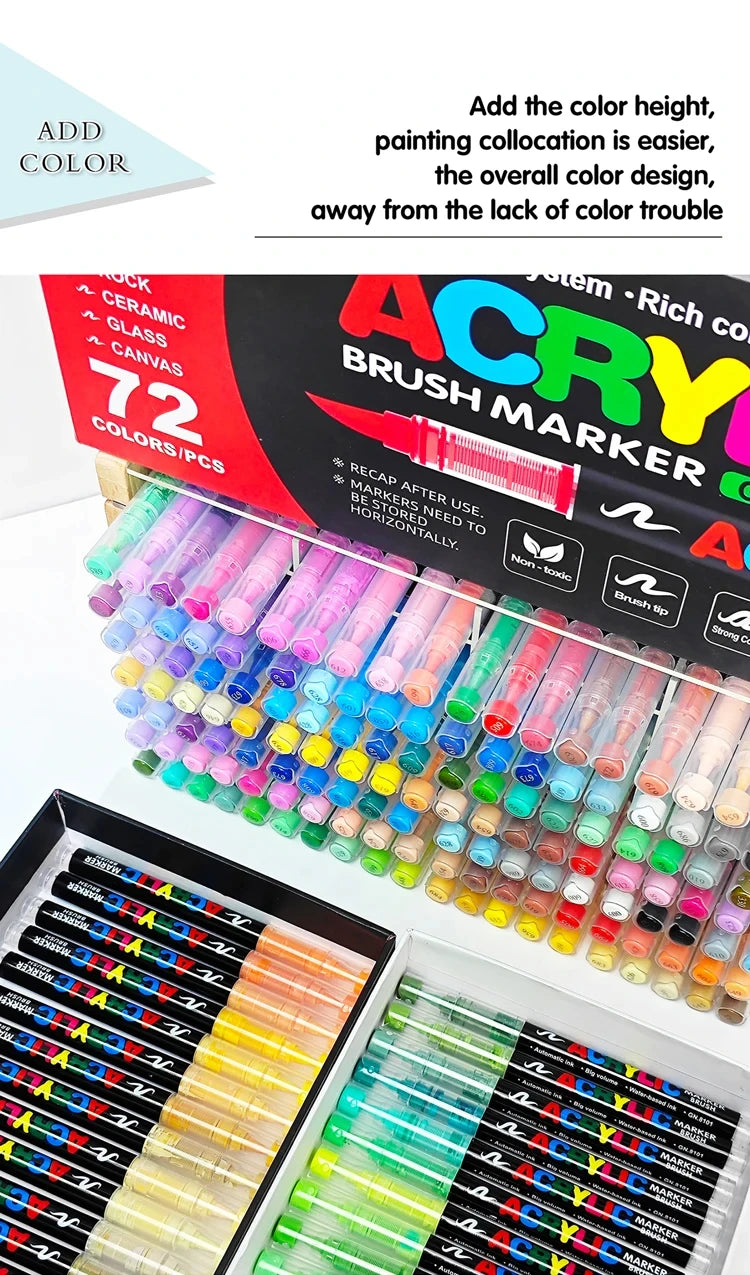 Guangna 360 288 Colors Acrylic Markers Brush Pens Fabric Rock Painting Pen Stone Ceramic Glass Wood Making school Art Supplies
