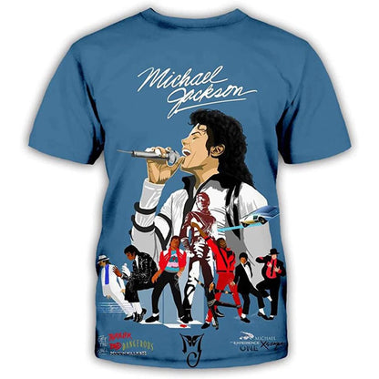 Summer fashion Michael Jackson hip-hop singer retro cool casual men Harajuku streetwear short sleeved