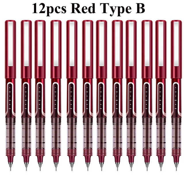 Deli Rollerball Pens, 12 Pack Blue/ Black Liquid Ink Ballpoint Gel Pens, 0.5 mm Fine Tip Rolling Ball Pens for Writing Drawing