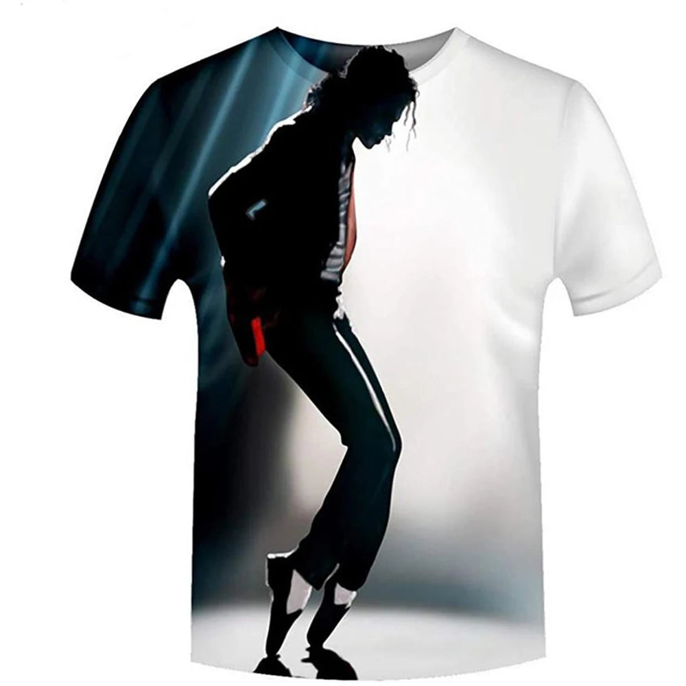 Summer fashion Michael Jackson hip-hop singer retro cool casual men Harajuku streetwear short sleeved