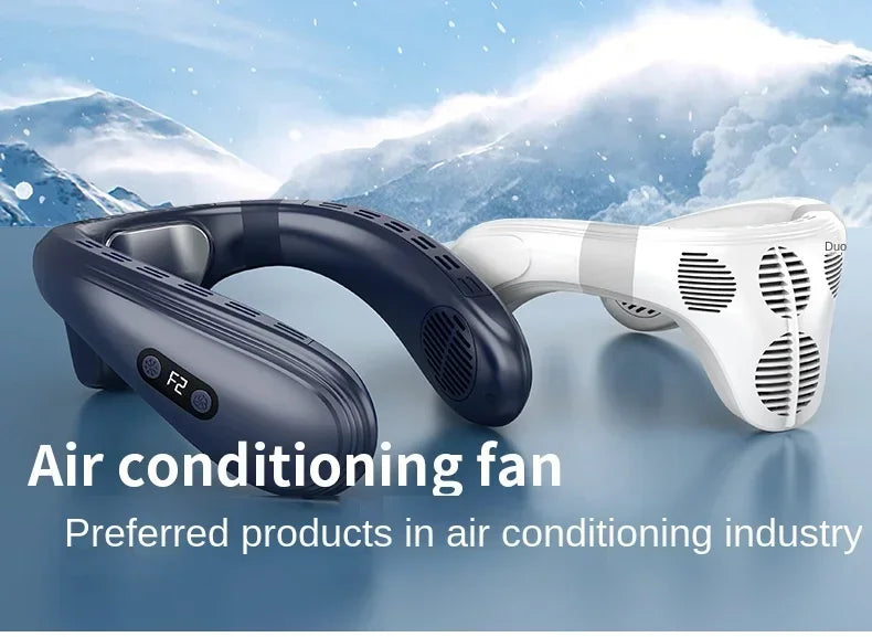720 Degree Cooling Neck Hanging Fan Rechargeable Semiconductor Cooling Bladeless Mute Fan Portable Wearable Summer Air Cooler