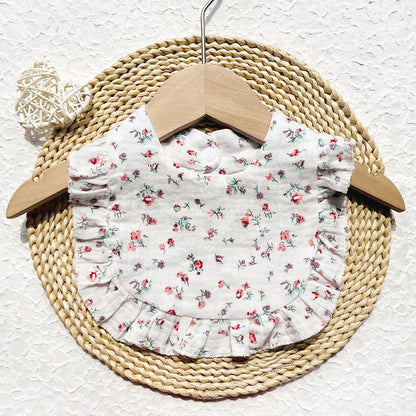 New Spring and Summer Baby Small Floral Bib, Girls' Gauze Ruffle Bib, Cute Baby Drool Towel