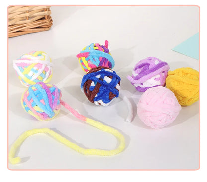 Interactive Cat Toy Balls with Bell And Wool Yarn - 1/3/5/10PCS Set for Indoor Self-Entertainment Chewable Pet Play Balls