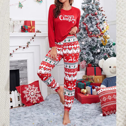 2023 New Autumn and Winter Home Pajamas Women's Christmas Printed Long-sleeved Suit Night Women Sleepwear