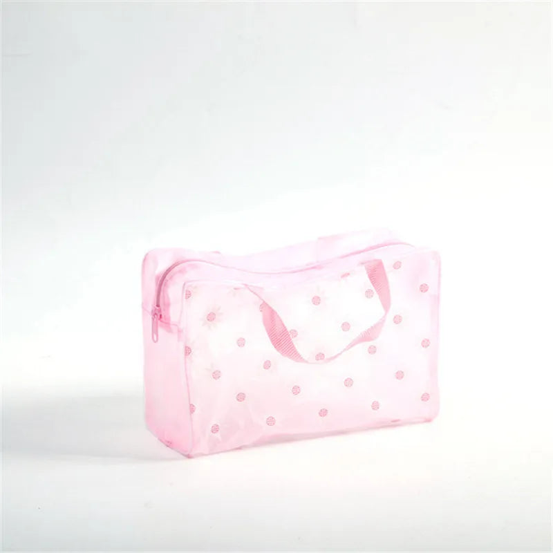 1 Pc PVC Transparent Cosmetic Bag Clear Makeup Bag for Women Girl Waterproof Zipper Beauty Case Travel Toiletry Bags Handbag