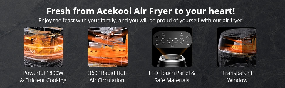 Air Fryer Oven Digital Large 7.7L Rapid Air Circulation,Air Fryers With Touch Screen Viewable Window Dishwasher Safe Accessories