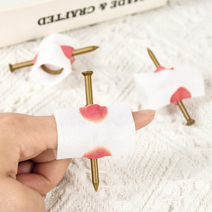 5pcs Bloody Nail Through Finger Prank Joke Novelty Toys Halloween Party Decoration Supplies Scary Trick Props Kids Birthday Gift