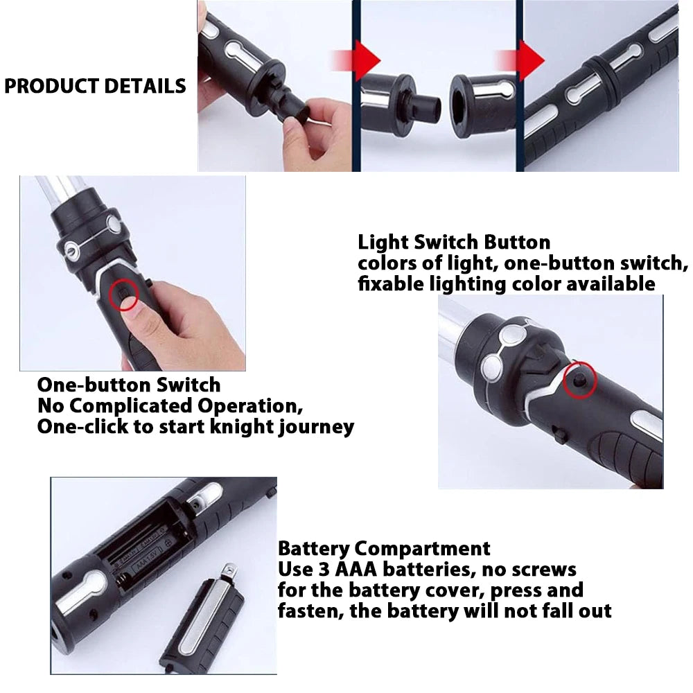 1PC Cyberpunk LED Sword,Retractable Light Saber Sword Toys, Masquerade Party And Halloween Props