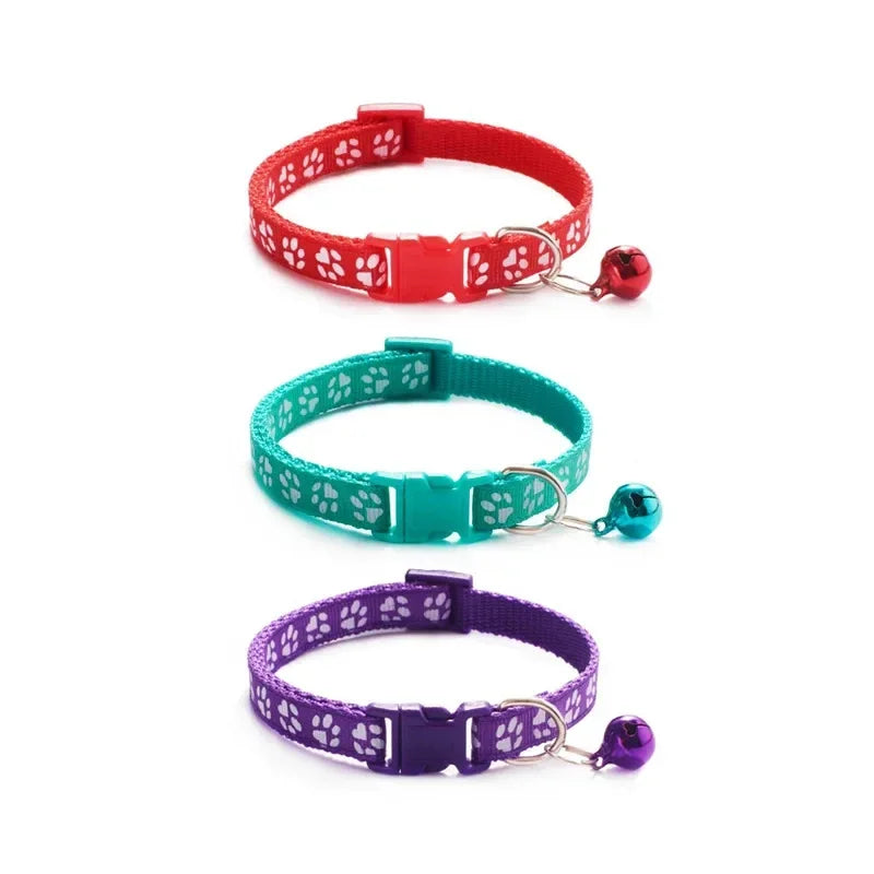 1/3/6/12/18Pcs Hot Pet Cat Bell Collar Dog Print Cat Collar Multi-Color Optional Necklace Ring Cat Rope Collar Pet Supplies