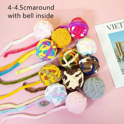 Interactive Cat Toy Balls with Bell And Wool Yarn - 1/3/5/10PCS Set for Indoor Self-Entertainment Chewable Pet Play Balls