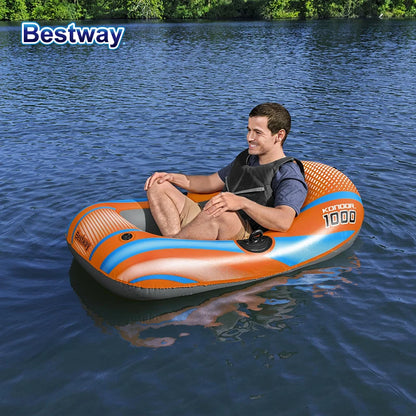 Bestway 61136/61140/61142/61146 1-3 Person Heavy Duty Inflatable Kayak - Long Lasting PVC Rafting Adventure Boat for Thrilling