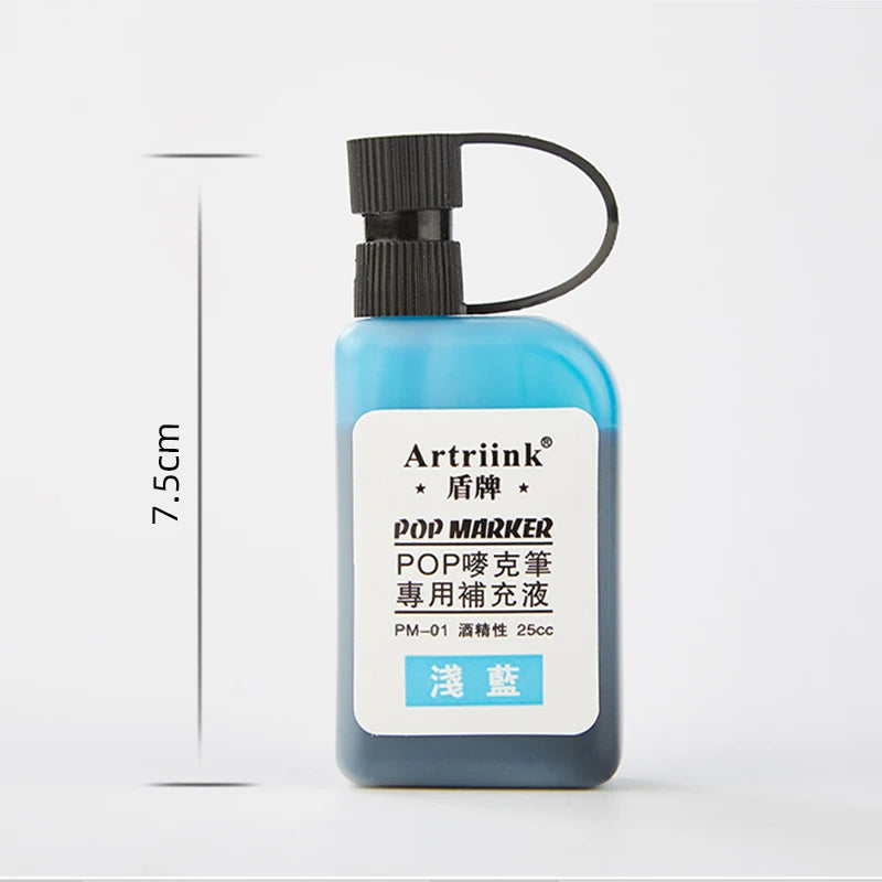 12-Color Alcohol-Based Marker Refill Ink - 25cc Quick-Dry Fade-Resistant Pop Art Marker Ink Cartridges for Artists & Designers