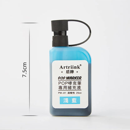 12-Color Alcohol-Based Marker Refill Ink - 25cc Quick-Dry Fade-Resistant Pop Art Marker Ink Cartridges for Artists & Designers
