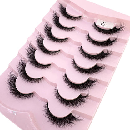 New 7/10 Pairs Faux Mink Eyelashes Handmade False Eyelashes Natural Nude Makeup Simulation Cross Messy Eye 3D Curly Eyelashes
