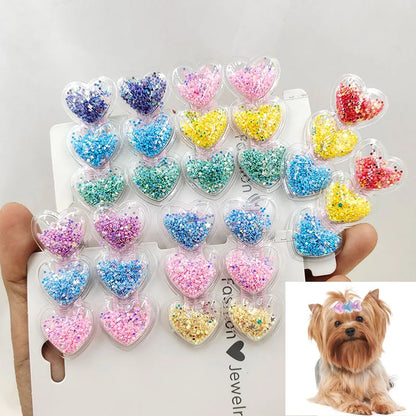 New Dog Hair Clips Love Flowing Sand Hairpins Pets Puppy Hairpins Decor Grooming Accessoires Pet Supplies