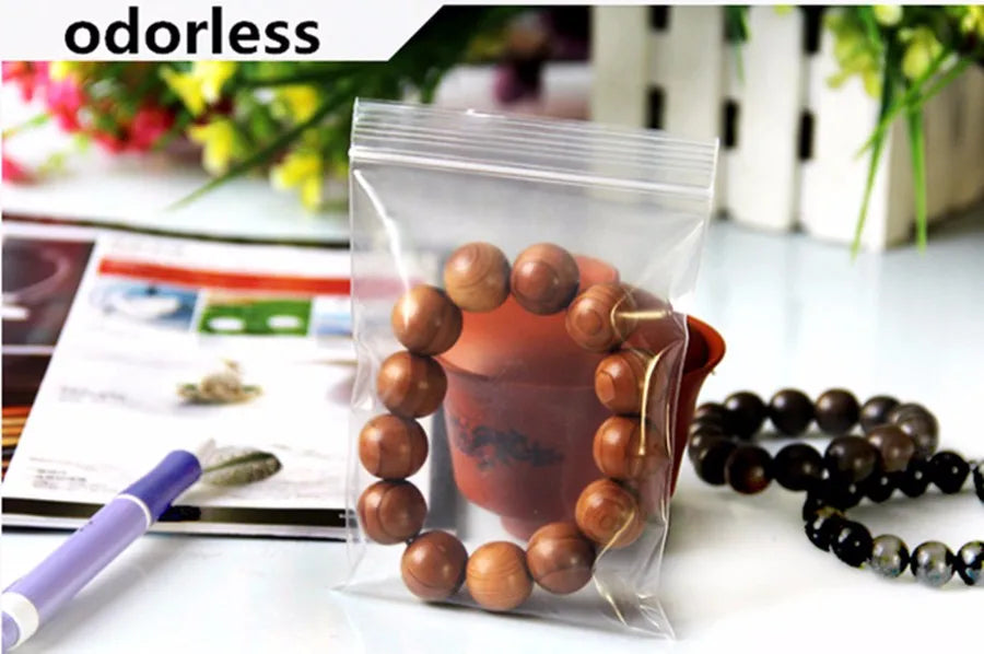 100 Pcs/Pack Small Zip Lock Plastic Bags Reclosable Transparent Bag Shoe Bag Vacuum Storage Bag Poly Clear Bags Thickness 0.05mm