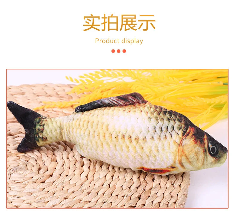 Cat Toy Training Entertainment Fish Plush Stuffed Pillow Simulation Fish Cat Toys Fish Interactive Pet Chew Toy Pet Supplies