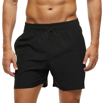 Datifer Brand 2026 Summer Mens Shorts Solid Polyester Gym Traje De Baño Hombre Breathable Mesh Liner Side Pockets Sport Swimwear
