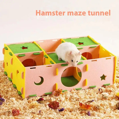〔CC11〕Removable Felt Maze Hide Nest Hamster Passage Little Pet Nest Sugar Glider Hamster Golden Bear Pet Toy Indoor Pet Supplies