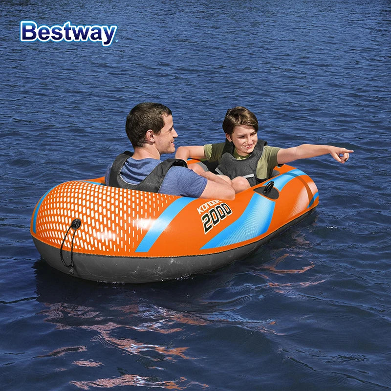Bestway 61136/61140/61142/61146 1-3 Person Heavy Duty Inflatable Kayak - Long Lasting PVC Rafting Adventure Boat for Thrilling