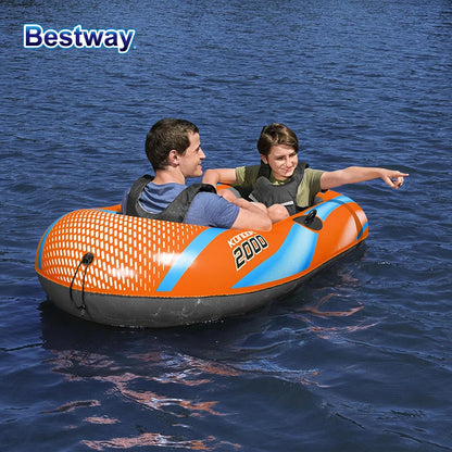 Bestway 61136/61140/61142/61146 1-3 Person Heavy Duty Inflatable Kayak - Long Lasting PVC Rafting Adventure Boat for Thrilling