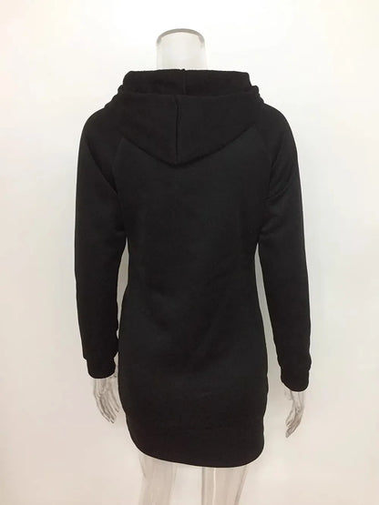 2024 woman Women's Clothing Dresses hot selling new hooded zipper pullover mid length hoodie dress in 5 colors and size 6 Dress