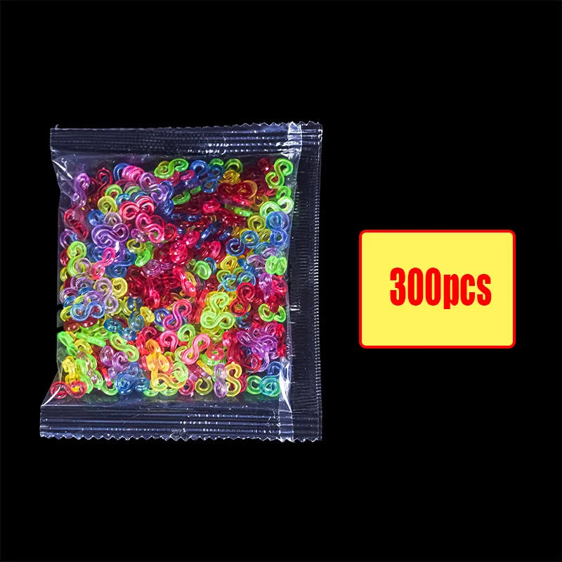 600Pcs New ColorTransparent  Fluorescence Glow Bracelets Making Supplies DIY Rubber Loom Bands Wrist Necklaces Child Party Toys
