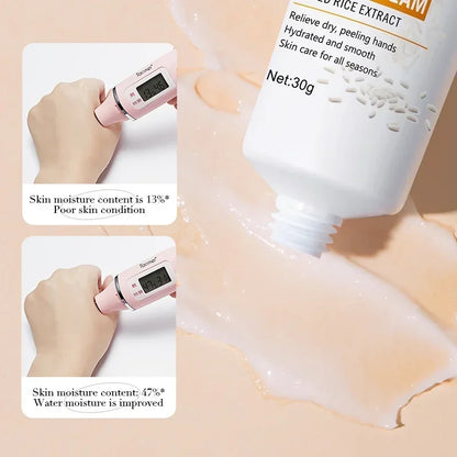 Rice Hand Cream Volumizing Rejuvenating Nourishing Moisturizing Refreshing Non-Greasy Hand Care Cream 30g