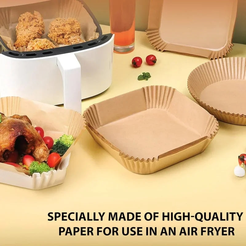100Pcs Non Stick Air Fryer Liners Oil Waterproof Parchment Paper Baking Roasting Microwave Pre Cut Air Fryer Accessories