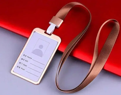 Credit Card Cover Women Aluminum Alloy Work Name Card Holders Case Business Work Card ID Badge Lanyard Holder Metal Bags
