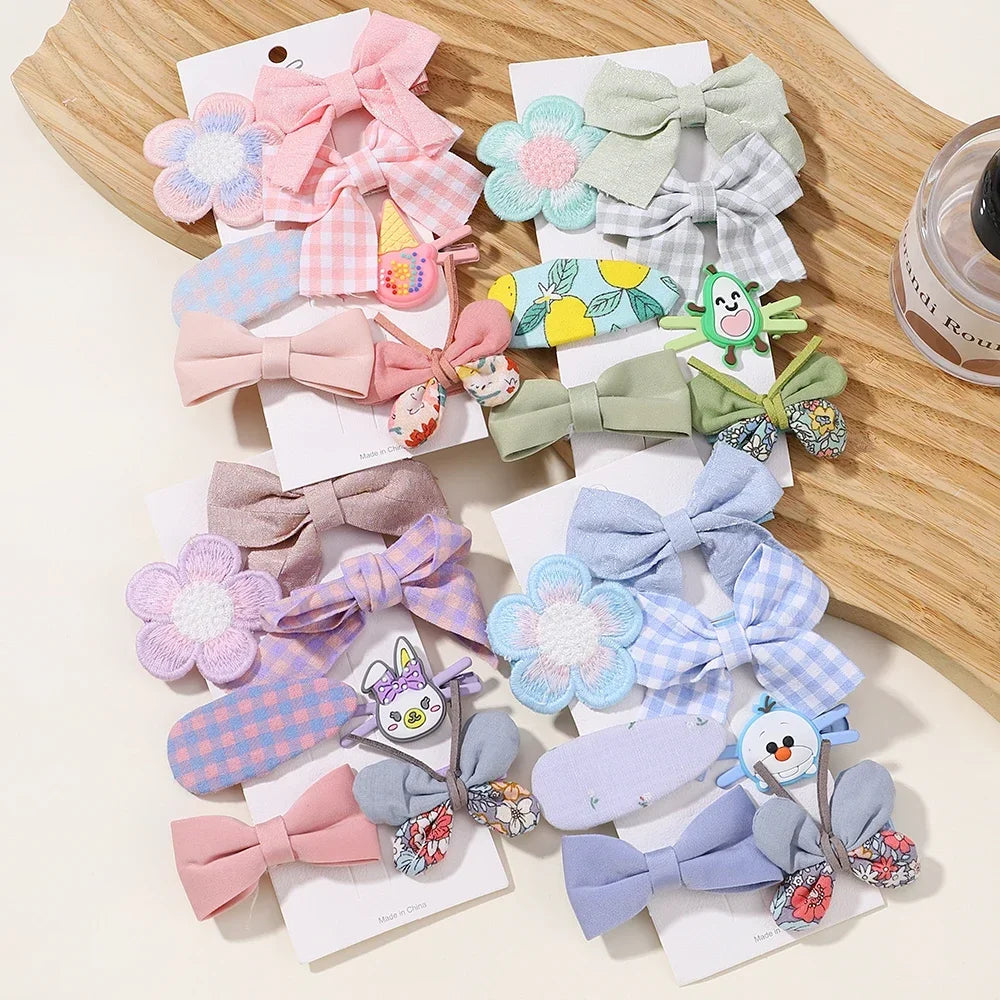 5/7pcs Baby Girl Hair Clips Set Cute Floral Bow Bunny Princess Hairpin for Toddler Girl Lovely Bang Side Clip Hair Accessories